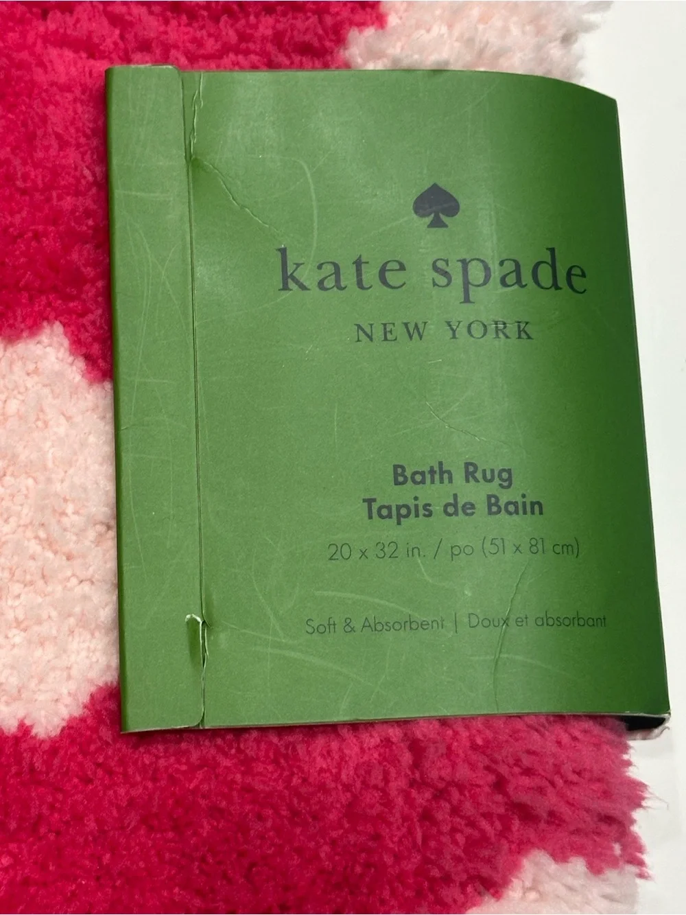 NEW, Kate Spade New York Hot Pink Plush Polka Dots Bath Rug 20x32 Bath Mat